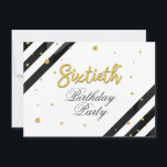 Convite 60º Aniversário do Elegante<br><div class="desc">Convite de aniversário 60º Branco preto moderno. Envie os convites para a próxima festa de marco com o nosso 60º Convite à Greve Negra Branca de Aniversário. Apresentando um belo florescimento de aquarela botânica. Personalize completamente este cartão com os detalhes da parte clicando no botão personalizá-lo para reorganizar e formatar...</div>