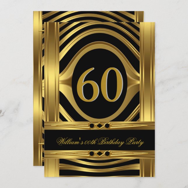 Convite 60º aniversário do metal Dourado parece uma joia p (Frente/Verso)