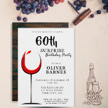 Convite 60º aniversário do Modern Red Wine Surprise Party<br><div class="desc">Moderno Elegante Vinho Vermelho 60º Aniversário Convite de festas Surpresa. Convite de aniversário com um copo de abstrato com vinho tinto. O texto está em um script preto de tendência e é facilmente personalizável - personalize-o com seu nome, idade, data, local e RSVP. Você pode alterar todo o texto do...</div>