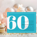 Convite 60º aniversário do moderno Aqua e do roteiro branc<br><div class="desc">O moderno Diversão Aqua e o White Script 60º Convite de Aniversário Seus convidados saberão que esta será uma festa especial apenas olhando para este convite!</div>