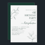 Convite 60º aniversário do Moderno Emerald Green<br><div class="desc">Não é a sua típica comemoração de 60 anos! Imaginem seus hóspedes com este convite de 60 anos de botânica do roteiro verde-esmeralda moderno. A incrível arte da linha é delicada e intrincada, a combinação perfeita de na moda, mas elegante, que garantirá que seu dia especial se sobressaia do resto....</div>
