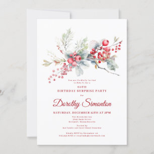 Convite 60º aniversário do Partido Surpresa Greenery Red B