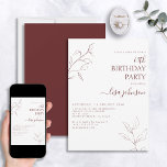 Convite 60º Aniversário do Script Burgundy Moderno<br><div class="desc">Não é a sua típica comemoração de 60 anos! Imaginem seus convidados com este convite de 60 anos de botânica para escritores modernos. A incrível arte da linha é delicada e intrincada, a combinação perfeita de na moda, mas elegante, que garantirá que seu dia especial se sobressaia do resto. E...</div>