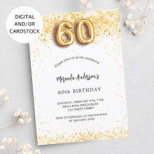 60º aniversário, dourado branco confetti elegante