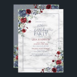 Convite 60º Aniversário Dusty Blue Burgundy Dourado Floral<br><div class="desc">Celebre seu aniversário de 60 anos em estilo com este belo 60º aniversário Dusty Blue Burgundy Dourado Convite Floral! Com elegante azul empoeirado, florais de marsala, cor d'água burgundy e verde botânico e um quadro azul empoeirado contra um fundo de mármore falso carrera, este convite está certo de encanar os...</div>