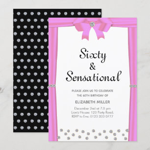 Convite 60º aniversário e diamantes brilhantes modernos