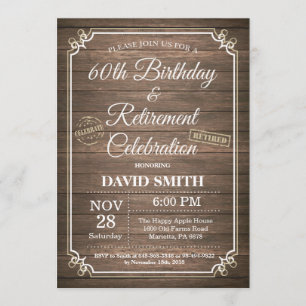 Convite 60º aniversário e festa de aposentadoria