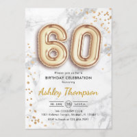 60º aniversário - Efeito Marble dos Balões Dourado