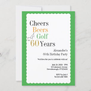 Convite 60º aniversário Golfe Cheers and Beers Green