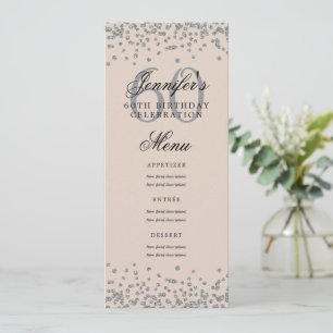 Convite 60º Aniversário Menu Silver Champagne Confetti