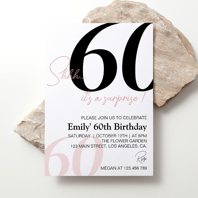 Convite 60º aniversário minimalista moderno (Criador carregado)