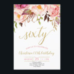 Convite 60º Aniversário Mulheres de Rosa Floral<br><div class="desc">60º Aniversário Mulheres de Rosa Floral</div>