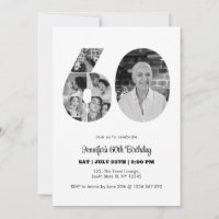 60º Aniversário Número 60 Colagem de Fotos Preto B