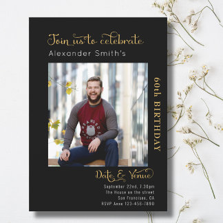 Convite 60º aniversário preto