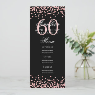 Convite 60º Aniversário Rosa Dourado Confetti Preto