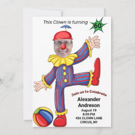Convite 60º aniversário significa novo palhaço engraçado q