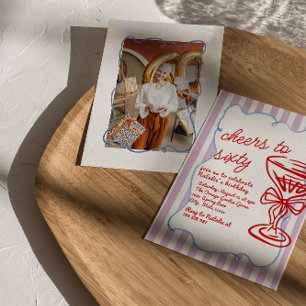 Convite 60º Champanhe Colorido Sessenta Foto Aniversário