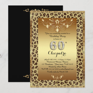 Convite 60º,Festa de aniversário 60º, preto de ouro de Chi