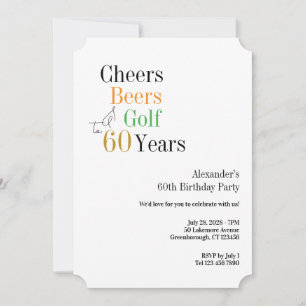 Convite 60º Golf Birthday Cheers and Beers Minimal