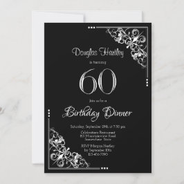 Convite 60º Janto de Aniversário Preto e Branco