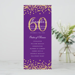 Convite 60º Programa de Aniversário Obrigado Roxo Dourado