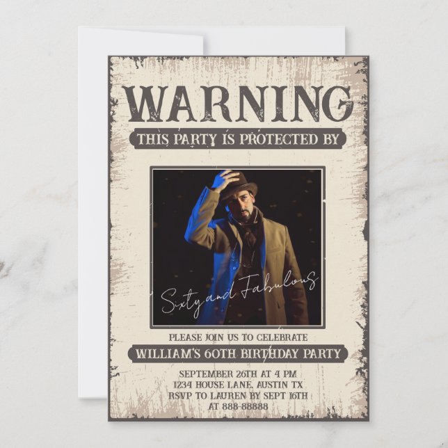 Convite 60º Retrô Divertido Sessenta e Fabuloso Aniversári (Frente)