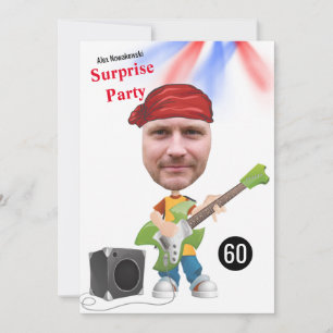Convite 60º Sens Engraçado Aniversário Guitarra Funk Pi