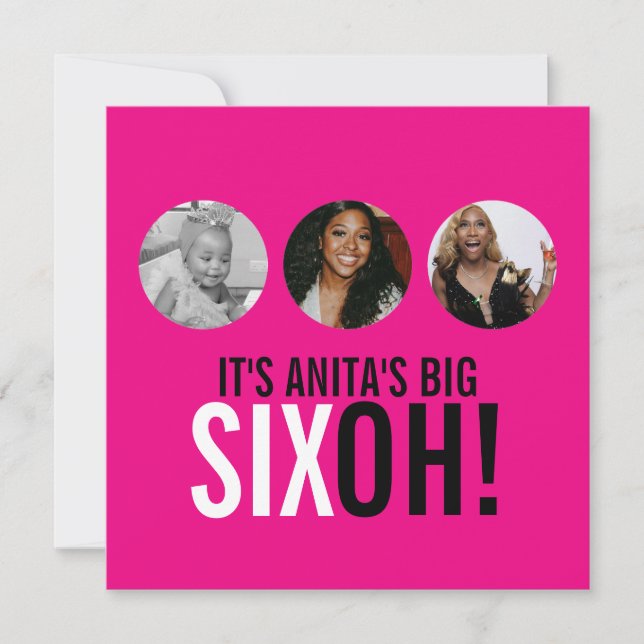 Convite 60º SEXOH!, 60º aniversário, cor-de-rosa brilhante (Frente)