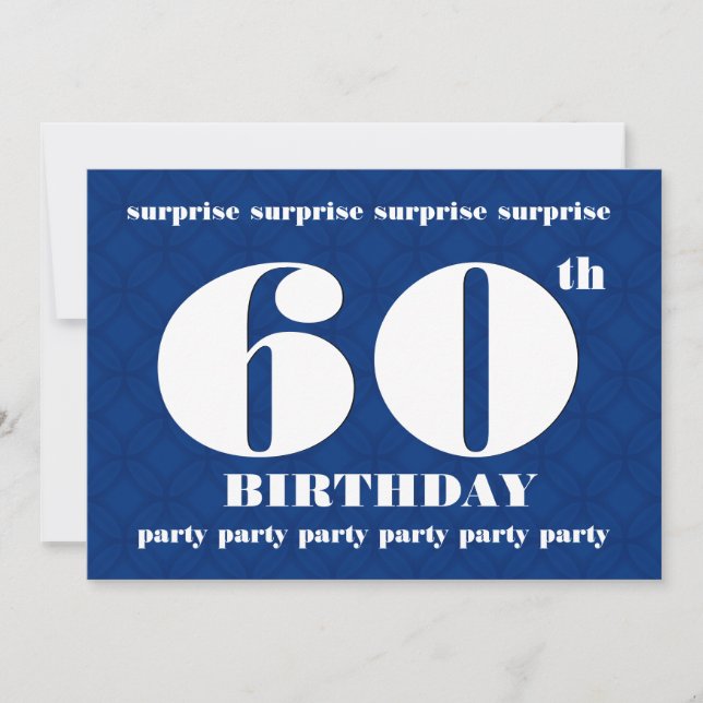 Convite 60º SURPREE Modern Blue and White Birthday W081 (Frente)
