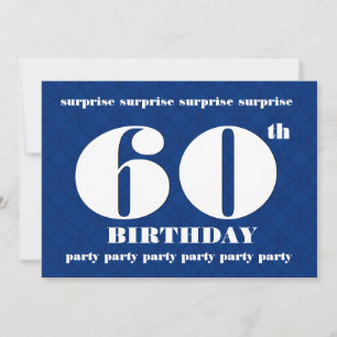 Convite 60º SURPREE Modern Blue and White Birthday W081