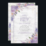 Convite 60. ª Lavanda de aniversário Lilac Marble Dourado<br><div class="desc">Comemore seu aniversário de 60 anos em estilo com este belo 60º aniversário Lavanda Lilac Marble Dourado Convite Botânico! Apresentando elegantes elementos botânicos florais lavandas lilás e verdes, elementos falsos de canto dourado e uma estrutura de lavanda lilás contra um fundo único de mármore faux carrera, este convite deve encanhar...</div>