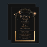 Convite 60.º aniversário 60.60 Preto Celestial Dourado<br><div class="desc">60º aniversário Sessenta e sessenta e sessenta cinzas místicas místicas Douradas Sun Moon Astronomy Astronomy Birthday Invites apresenta sol dourado, lua e estrelas com um quadro de ouro sobre fundo negro. Dentro é a sua informação de convite de aniversário personalizada. Projetado para você pelo Evco Studio. Ver a coleção de...</div>