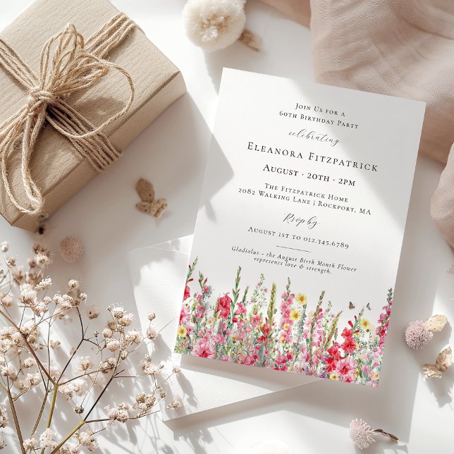 Convite 60. º aniversário Aniversário Gladiolus (Criador carregado)