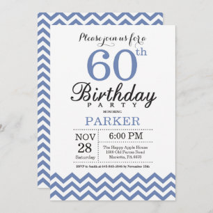 Convite 60. º Aniversário - Chevron Azul