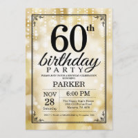 60.º Aniversário com Dourada Glitter