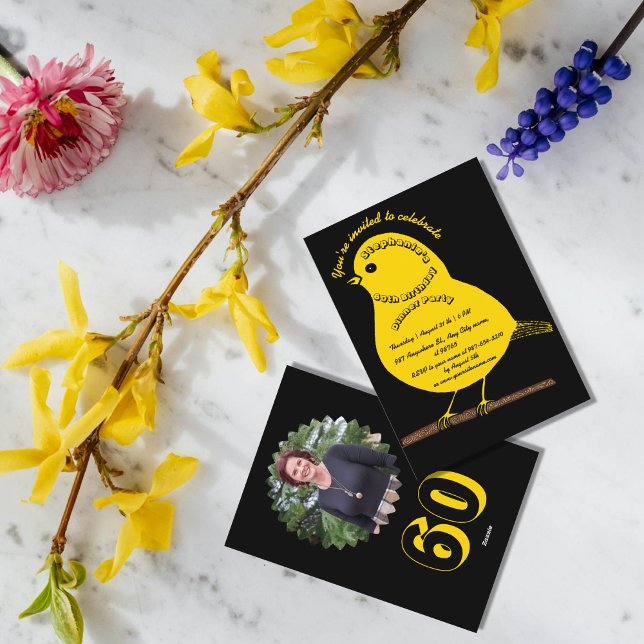 Convite 60.º aniversário da Festa de Janto de Pássaros Bon (Criador carregado)