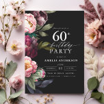 Convite 60.º Aniversário da Moderna Moody Burgundy Blush F<br><div class="desc">Celebre o seu marco com um moderno convite de 60 anos de aniversário, com flores rosas e brilhantes. Este elegante design combina tons profundos e dramáticos com sotaques românticos e suaves, perfeitos para estabelecer uma sofisticada e convidativa atmosfera. O arranjo floral impressionante adiciona um toque de luxo, enquanto o layout...</div>