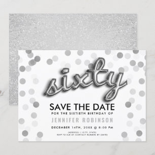 Convite 60.º Aniversário da Silver Balloon Guardar a Data