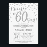 Convite 60.º Aniversário do Diamante de Silver Glitter<br><div class="desc">60º Convite de Aniversário com o Fundo do Diamante Silver Glitter. Prata Confetti. Aniversário Adulto. Homens ou Mulheres Aniversário. Para mais personalização,  clique no botão "Personalizar" e use nossa ferramenta de design para modificar este modelo.</div>