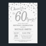Convite 60.º Aniversário do Diamante de Silver Glitter<br><div class="desc">60º Convite de Aniversário com o Fundo do Diamante Silver Glitter. Prata Confetti. Aniversário Adulto. Homens ou Mulheres Aniversário. Para mais personalização,  clique no botão "Personalizar" e use nossa ferramenta de design para modificar este modelo.</div>