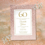 Convite 60.º Aniversário do Elegante Rosa Dourado<br><div class="desc">Com elegante rosa de ouro glitter ombre,  este convite de 60 anos chic pode ser personalizado com suas informações especiais de celebração de aniversário. Projetado por Thisnotme©</div>