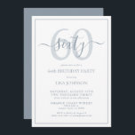 Convite 60.º Aniversário do Escrito Clássico Azul Dusty<br><div class="desc">Celebre o grande estilo 6-0! Leve a sua celebração de aniversário para o próximo nível com este 60º Convite formal de Script Clássico Azul Dusty. Com uma clássica caixa de texto azul empoeirada sobre fundo branco, detalhes personalizados podem ser incluídos em uma caligrafia moderna, escrita à mão. Adicione um pouco...</div>