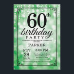 Convite 60.º Aniversário do Glitter Verde<br><div class="desc">60º Convite de Aniversário com Luzes de Cordas Verdes com Fundo Verde Brilhante. Aniversário Verde. Aniversário Adulto. Homens ou Mulheres no Dia Convidam. 13 15 16º 18º 20 21rua 30 40º 50º 60º 80 de 70 100º, qualquer idade. Para mais personalização, clique no botão "Personalizar" e use nossa ferramenta de...</div>