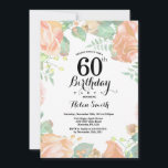 Convite 60. º Aniversário do Pessegueiro Botânico<br><div class="desc">60º Aniversário do Pessegueiro Botânico. Convite de Aniversário para Mulheres de Rosa Floral Flor Floral de Água. Rosa Rosa Rosa Elegante e Flores de Pequim. Aniversário Adulto. Fundo Branco.Preto & Branco. 13 15 16º 18º 20 21 rua 30 40º 50º 80 de 60º 70 de 100º, qualquer idade. Para mais...</div>