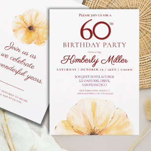 Convite 60.º Aniversário Floral - Design de Bloom Amarelo