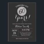 Convite 60. º Aniversário - Glitter Preto e Silver<br><div class="desc">60.º Aniversário - Cartão de Relógio Preto e Silver.
Para mais personalização,  clique no botão "Personalizar" e use a ferramenta design para modificar este modelo.</div>