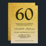 Convite 60.º aniversário Mambre cinza Dourada preta<br><div class="desc">Celebre a sua celebração de aniversário com este Convite à Cartão de Aniversário Glitter Dourado Amarelo Glitter Glitter Elegante Clássico de Na moda Glam.</div>