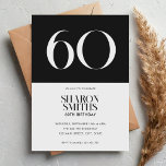 Convite 60.º aniversário minimalista moderno preto e branc<br><div class="desc">Convite moderno minimalista de 60 anos com design simples e elegante tipografia gráfica em preto e branco.</div>