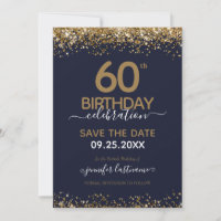 60.º aniversário Salve a data azul e Dourado