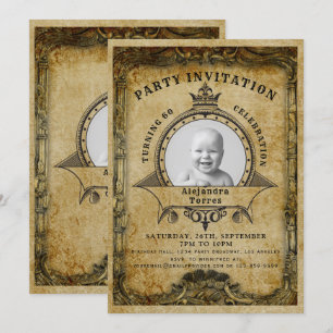 Convite 60.º aniversário Vintage Retro Photo Surprise Part